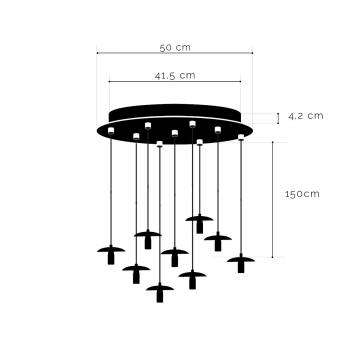 Lampadario bianco con 9 paralumi Swing - Blu e Verde - Plafonniers - La Case de Cousin Paul