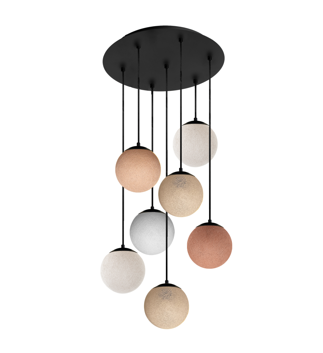 Apapa anthracite ceiling fixture, 7 globes - Beige - Plafonniers - La Case de Cousin Paul