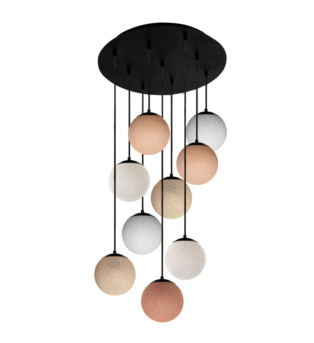 Apapa black ceiling fixture, 9 globes - Beige - Plafonniers - La Case de Cousin Paul