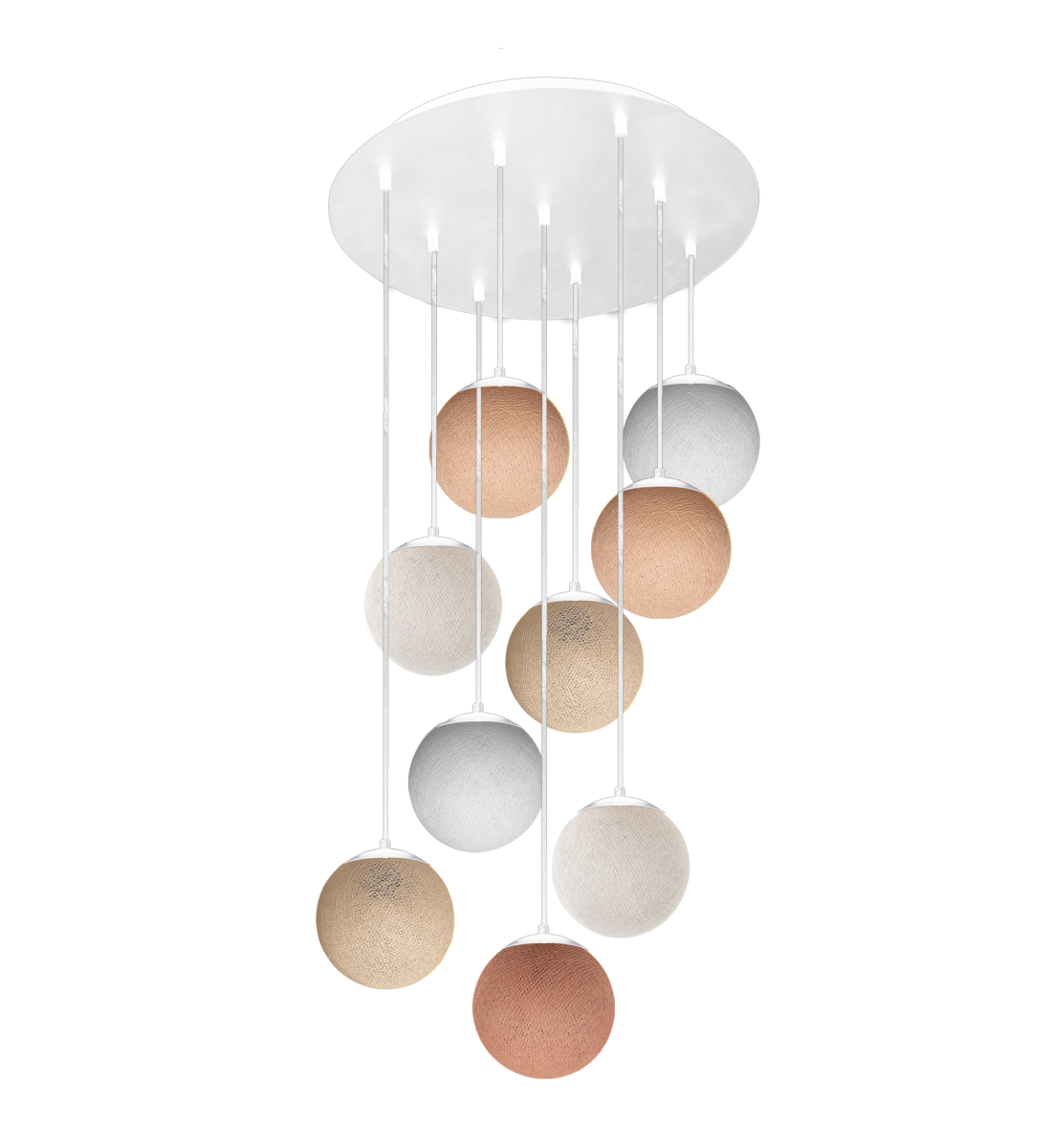 Apapa white ceiling fixture, 9 globes - Beige - Plafonniers - La Case de Cousin Paul