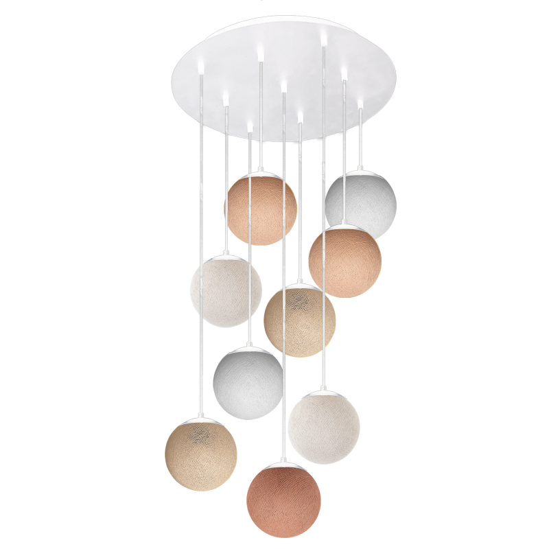 Apapa white ceiling fixture, 9 globes - Beige - Plafonniers - La Case de Cousin Paul