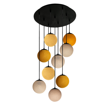 Apapa black ceiling fixture, 9 globes - Warm colors - Plafonniers - La Case de Cousin Paul