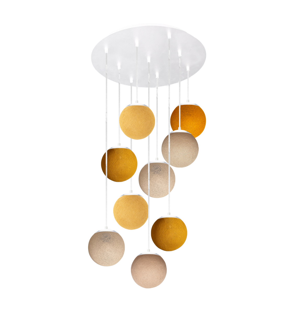 Apapa white ceiling fixture, 9 globes - Warm colors - Plafonniers - La Case de Cousin Paul