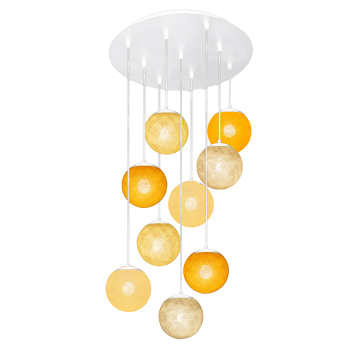 Apapa white ceiling fixture, 9 globes - Warm colors - Plafonniers - La Case de Cousin Paul