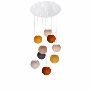 Apapa white ceiling fixture, 9 globes - natural colours - Plafonniers - La Case de Cousin Paul