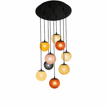 Apapa black ceiling fixture, 9 globes - natural colours - Plafonniers - La Case de Cousin Paul