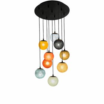 Apapa black ceiling fixture, 9 globes - multicolor - Plafonniers - La Case de Cousin Paul