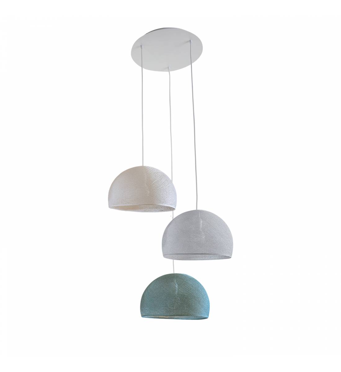 Ceiling fixture 3 cupolas 31 - green grey - ecru - pearl grey - Ceiling light 3 - La Case de Cousin Paul