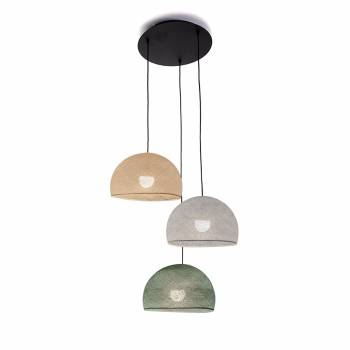 Ceiling fixture 3 cupolas 31 - green grey - ecru - pearl grey - Ceiling light 3 - La Case de Cousin Paul