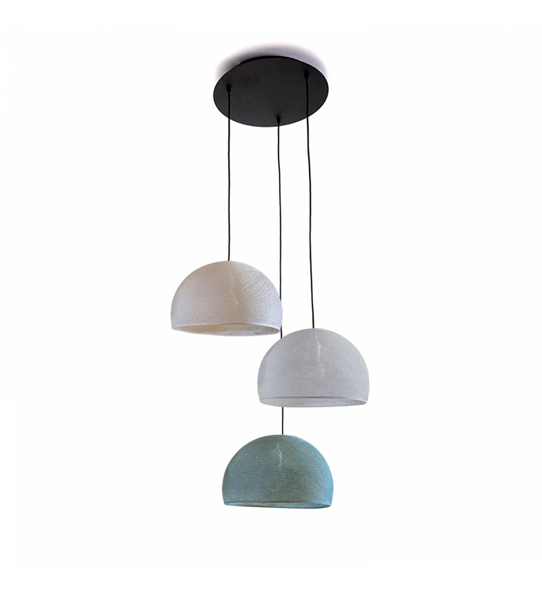 Ceiling fixture 3 cupolas 31 - green grey - ecru - pearl grey - Ceiling light 3 - La Case de Cousin Paul