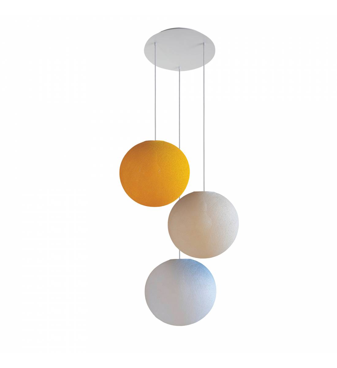 Ceiling fixture 3 globes 31 curry - ecru - white - Ceiling light 3 - La Case de Cousin Paul