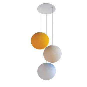 Ceiling fixture 3 globes 31 curry - ecru - white - Ceiling light 3 - La Case de Cousin Paul