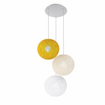 Ceiling fixture 3 globes 31 curry - ecru - white - Ceiling light 3 - La Case de Cousin Paul