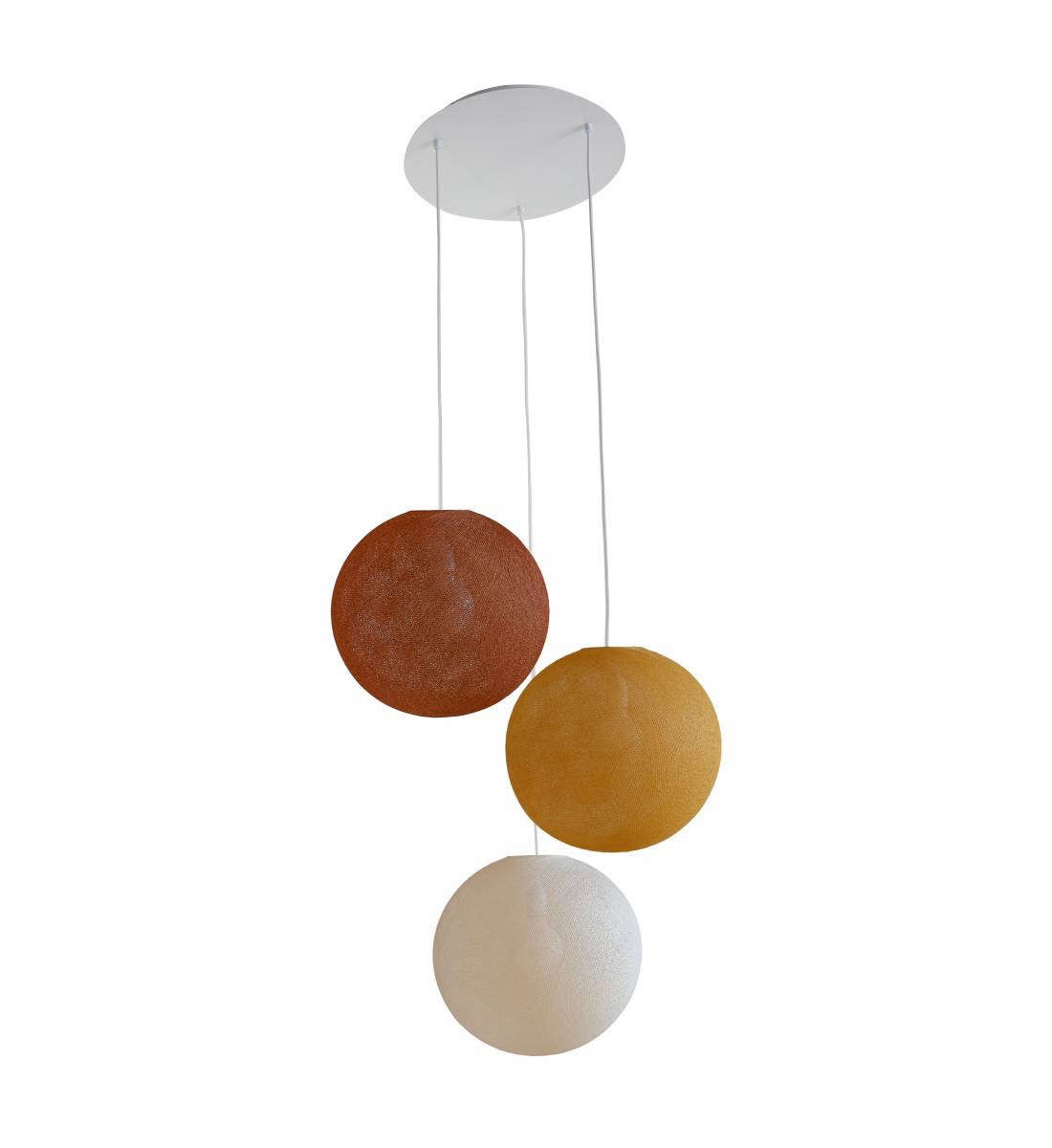 Ceiling fixture 3 globes 31 havana - camel - linen - Ceiling light 3 - La Case de Cousin Paul