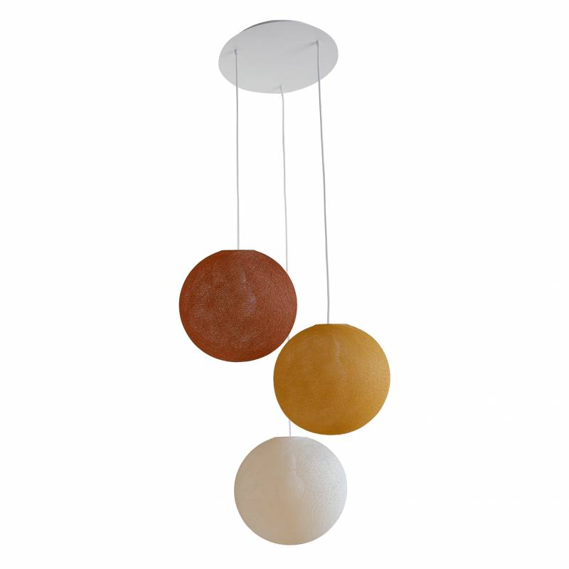 Ceiling fixture 3 globes 31 havana - camel - linen - Ceiling light 3 - La Case de Cousin Paul