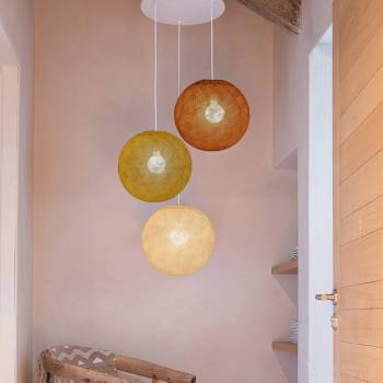 Ceiling fixture 3 globes 31 havana - camel - linen - Ceiling light 3 - La Case de Cousin Paul