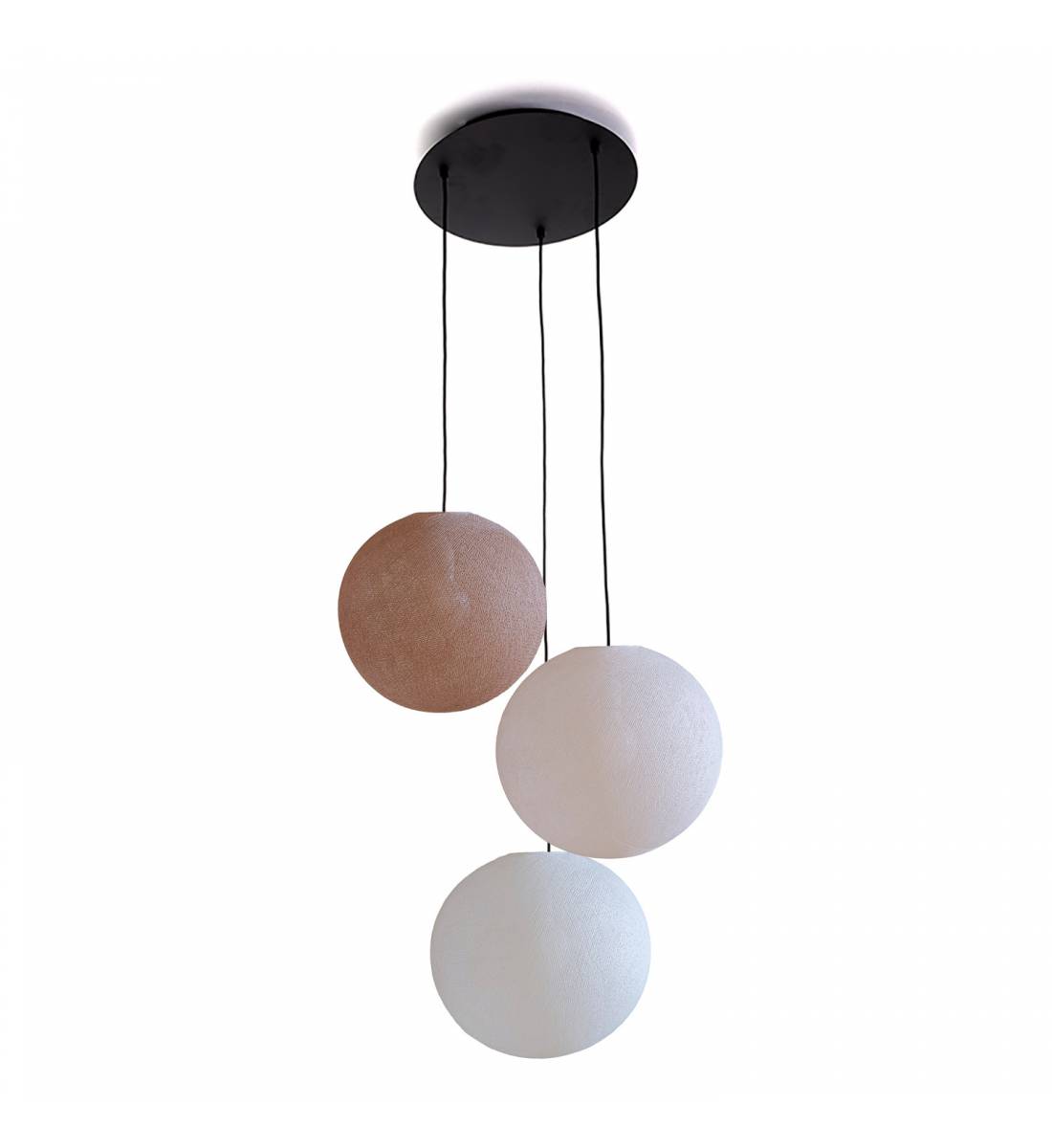 Ceiling fixture 3 globes 31 nude - sugared almond - white - Ceiling light 3 - La Case de Cousin Paul