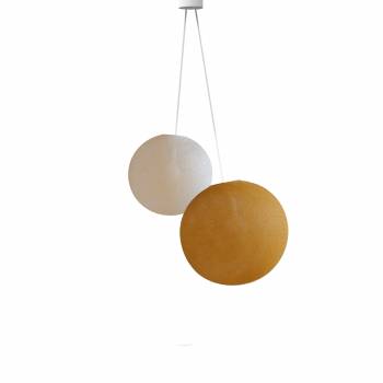 Double lighting Ecru - Camel globes - Pendant lamp 2 - La Case de Cousin Paul