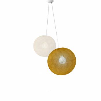 Double lighting Ecru - Camel globes - Pendant lamp 2 - La Case de Cousin Paul