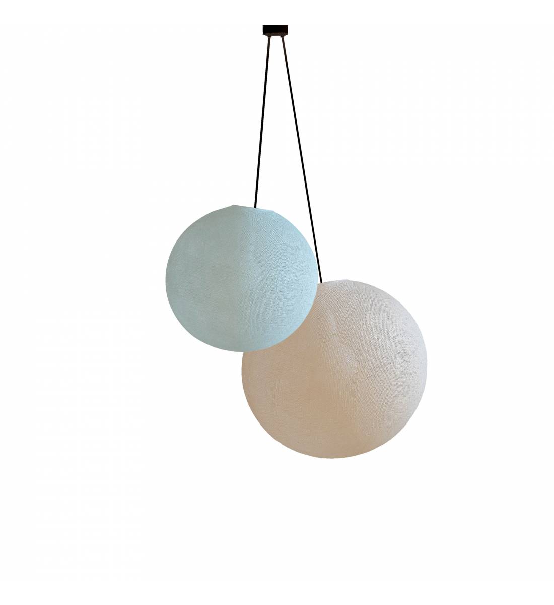 Double lighting globes -S-M-Azure-Ecru - Pendant lamp 2 - La Case de Cousin Paul