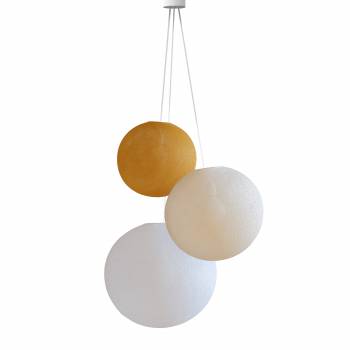 Triple lighting curry - ecru - white globes - Pendant lamp 3 - La Case de Cousin Paul