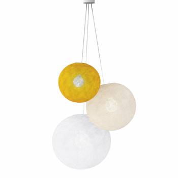 Triple lighting curry - ecru - white globes - Pendant lamp 3 - La Case de Cousin Paul