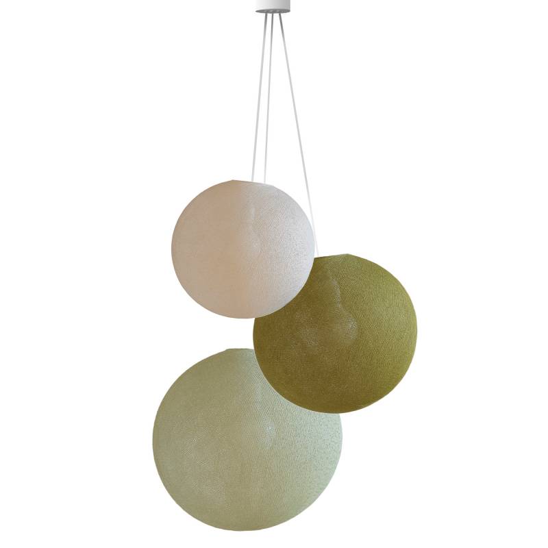 Triple lighting globes -S-M-L-Linnen-Khaki-Lime Tree - Pendant lamp 3 - La Case de Cousin Paul