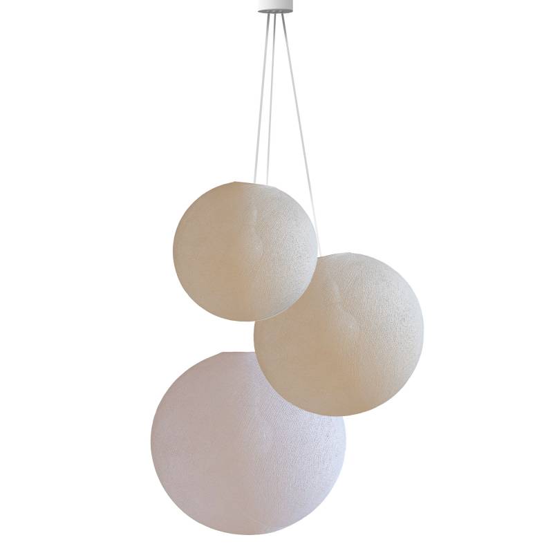 Triple lighting globes -S-M-L-Linnen-Ecru-Sugared Almond - Pendant lamp 3 - La Case de Cousin Paul