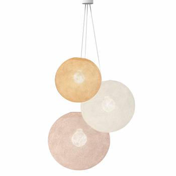 Triple lighting globes -S-M-L-Linnen-Ecru-Sugared Almond - Pendant lamp 3 - La Case de Cousin Paul