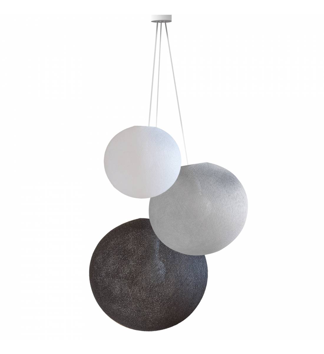 Triple lighting globes -S-M-L-White-Pearl grey-Anthracite grey - Pendant lamp 3 - La Case de Cousin Paul