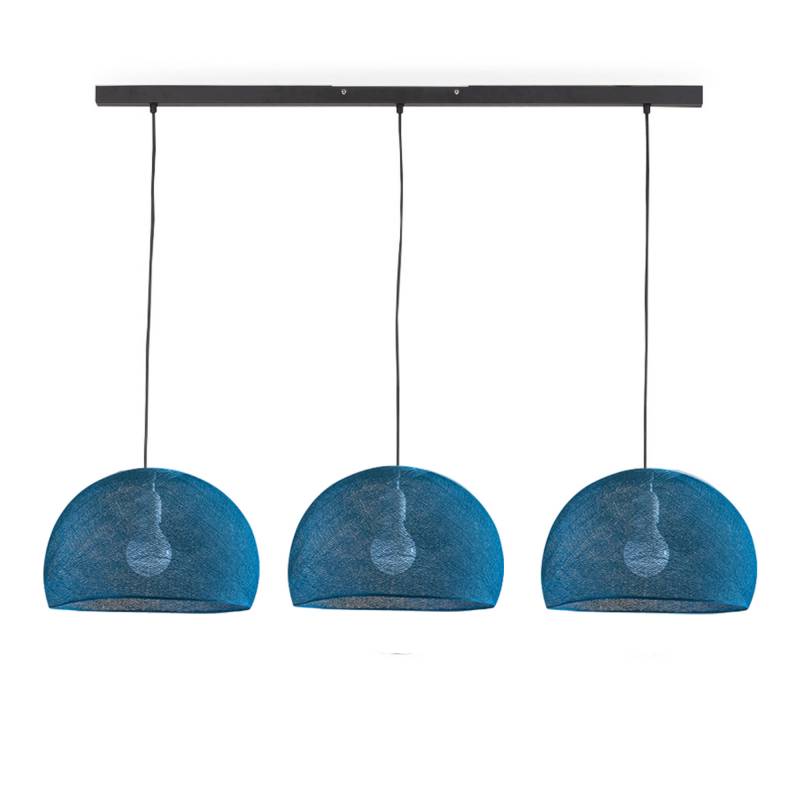 Lampadario a isola nero con 3 cupole color blue pavone - ø31cm - Rail - La Case de Cousin Paul