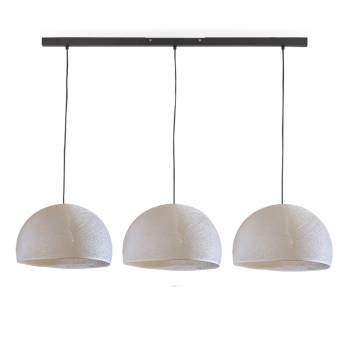 Zwarte eilandhanglamp met 3 ecru-koppellampen - ø31cm - Rails - La Case de Cousin Paul