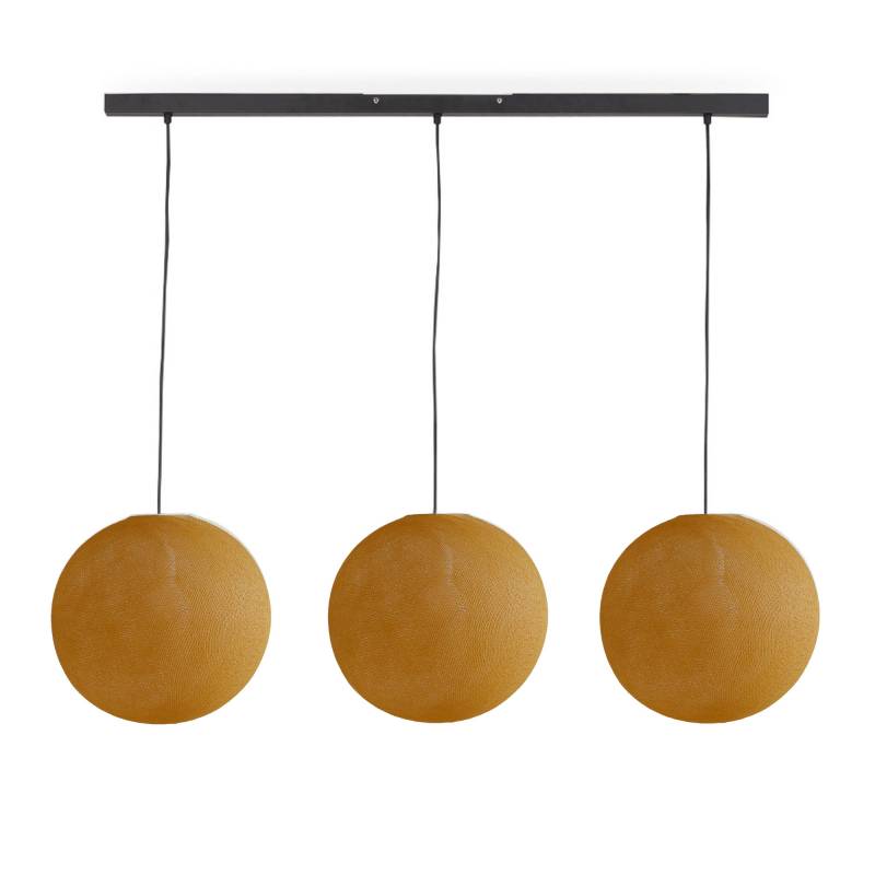 Black Island Pendant 3 Globes in Camel - ø31cm - The Island Pendant - La Case de Cousin Paul