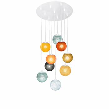 Apapa white ceiling fixture, 9 globes - multicolor - Plafonniers - La Case de Cousin Paul