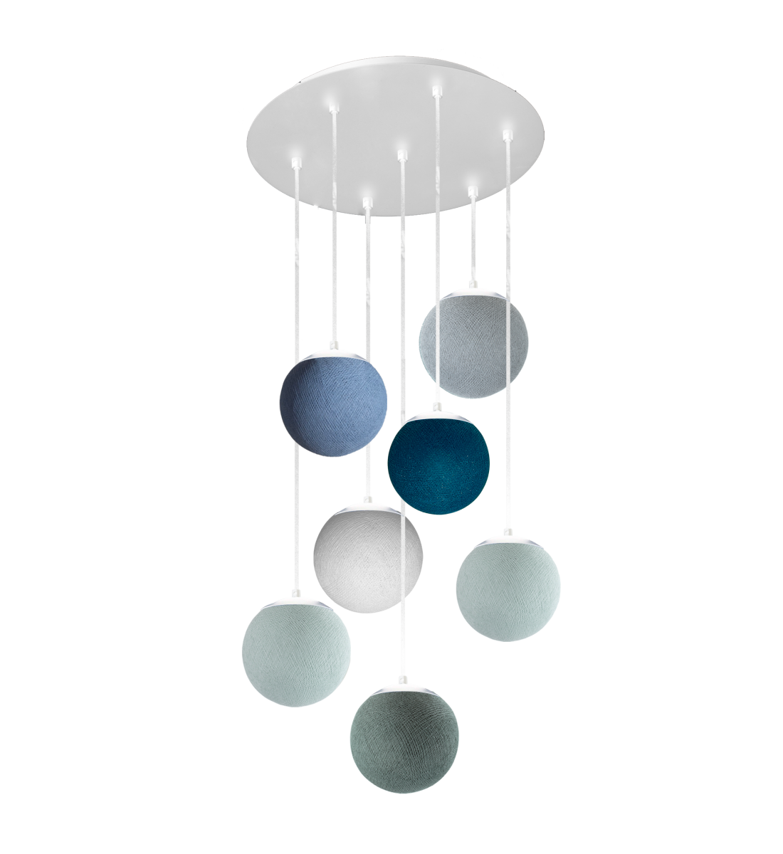 Apapa white ceiling fixture, 7 globes - BLUE - Plafonniers - La Case de Cousin Paul