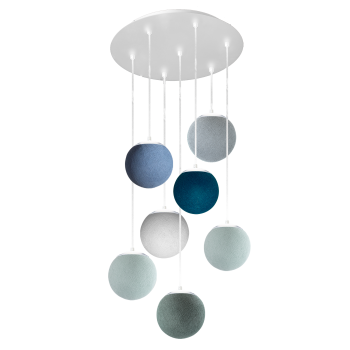 Apapa white ceiling fixture, 7 globes - BLUE - Plafonniers - La Case de Cousin Paul