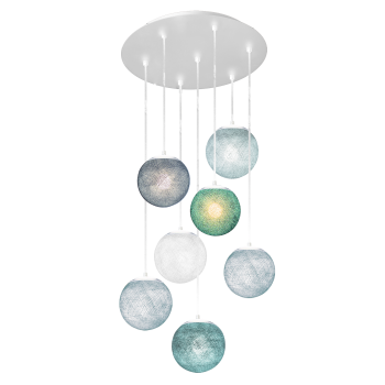 Apapa white ceiling fixture, 7 globes - BLUE - Plafonniers - La Case de Cousin Paul