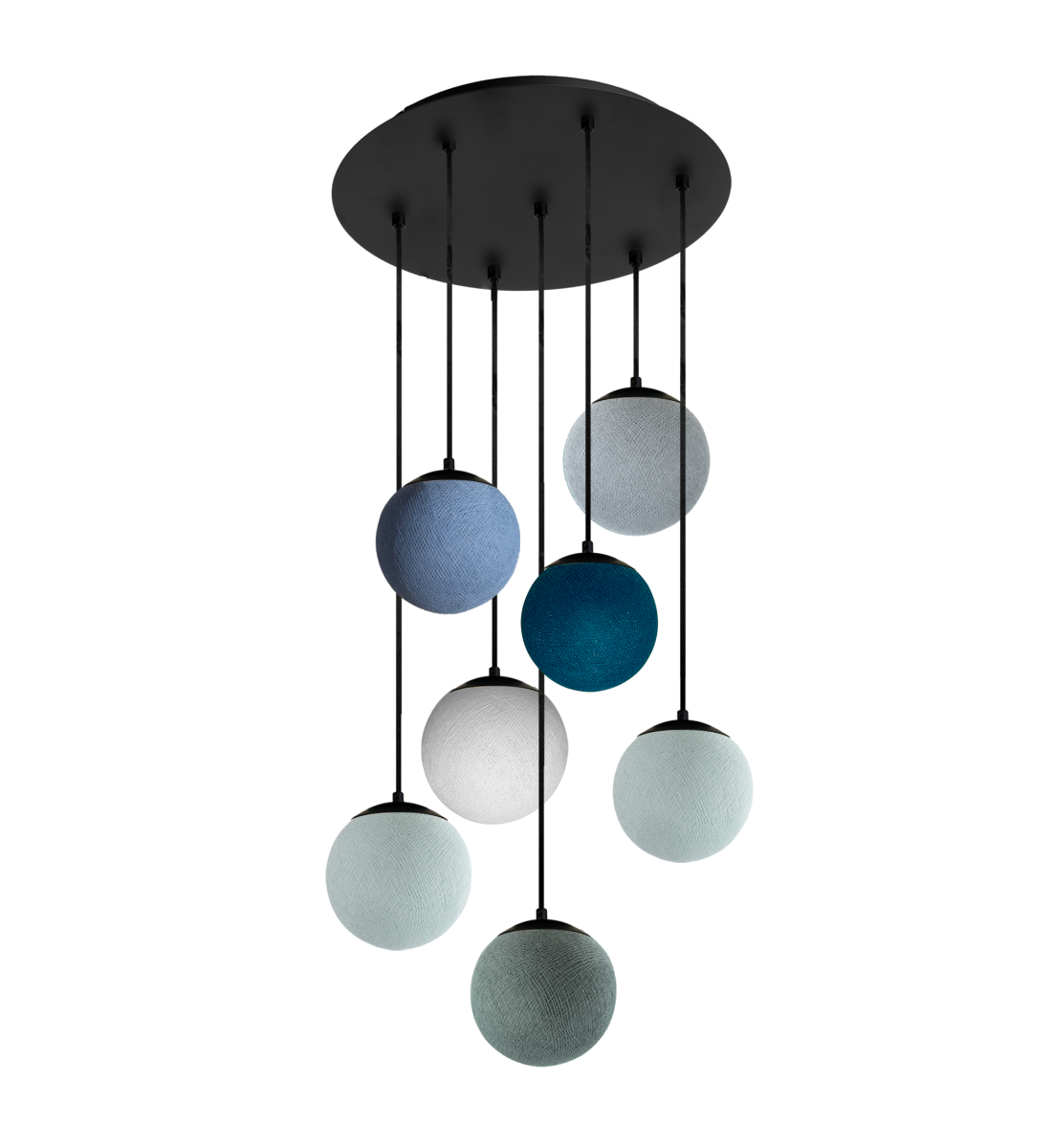 Apapa anthracite ceiling fixture, 7 globes - BLUE - Plafonniers - La Case de Cousin Paul