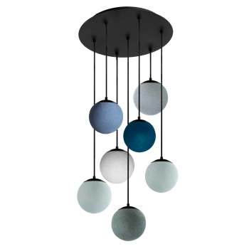 Apapa anthracite ceiling fixture, 7 globes - BLUE - Plafonniers - La Case de Cousin Paul