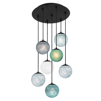 Apapa anthracite ceiling fixture, 7 globes - BLUE - Plafonniers - La Case de Cousin Paul