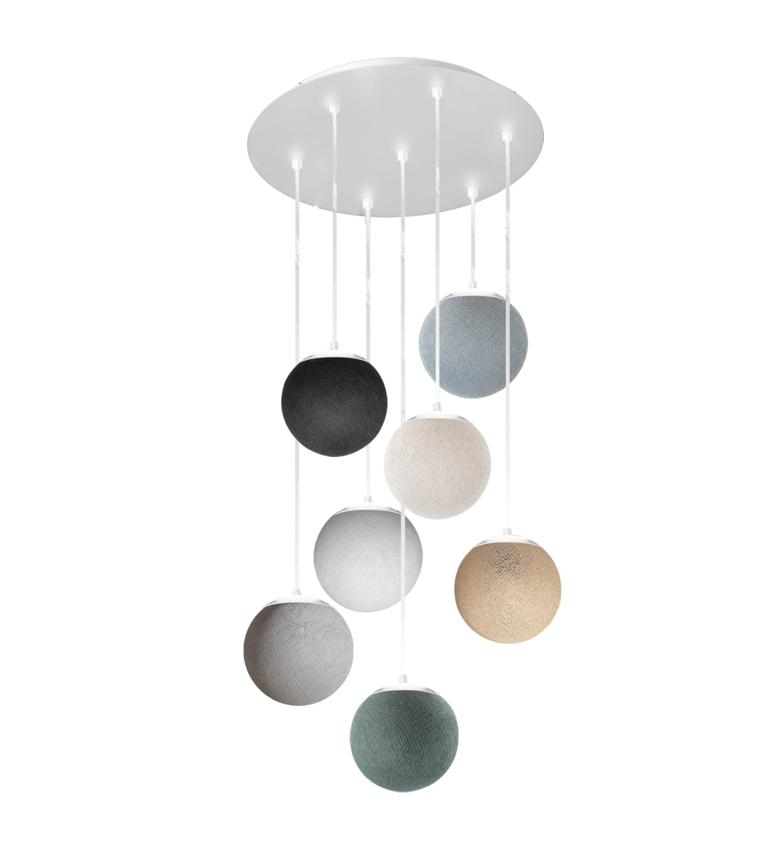 Apapa white ceiling fixture, 7 globes - Grey - Plafonniers - La Case de Cousin Paul