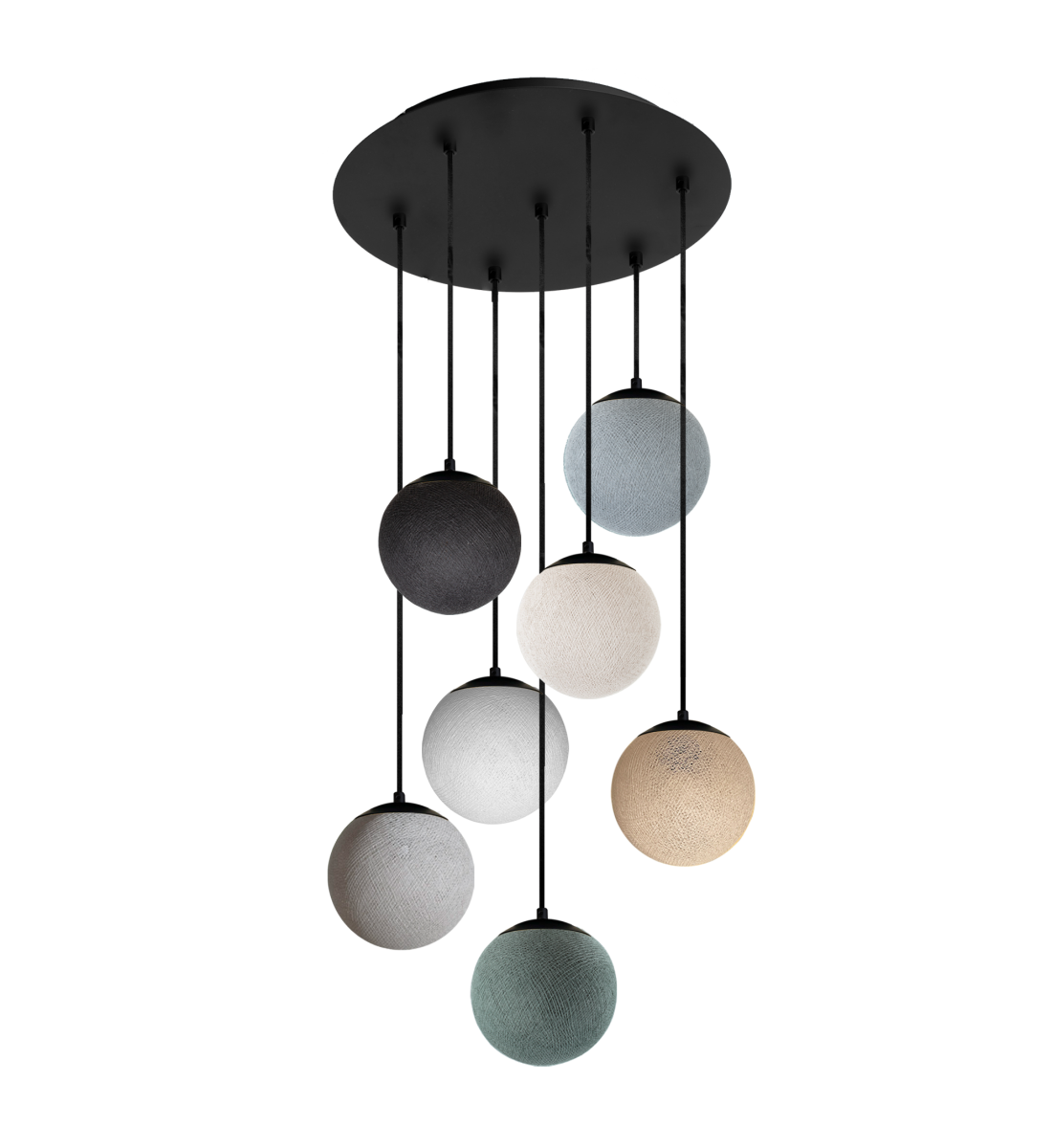 Apapa anthracite ceiling fixture, 7 globes - Grey - Plafonniers - La Case de Cousin Paul