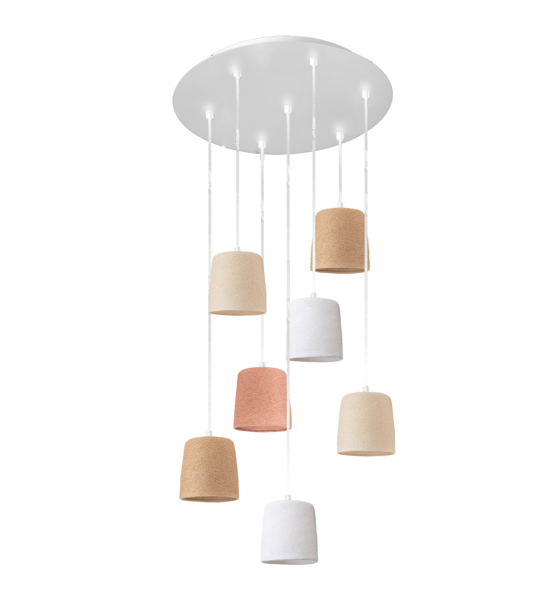 Lampadario bianco con 7 paralumi Swing - Beige - Plafonniers - La Case de Cousin Paul