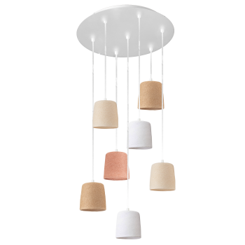 White Pendant Light with 7 Swing Lampshades - Beige - Plafonniers - La Case de Cousin Paul