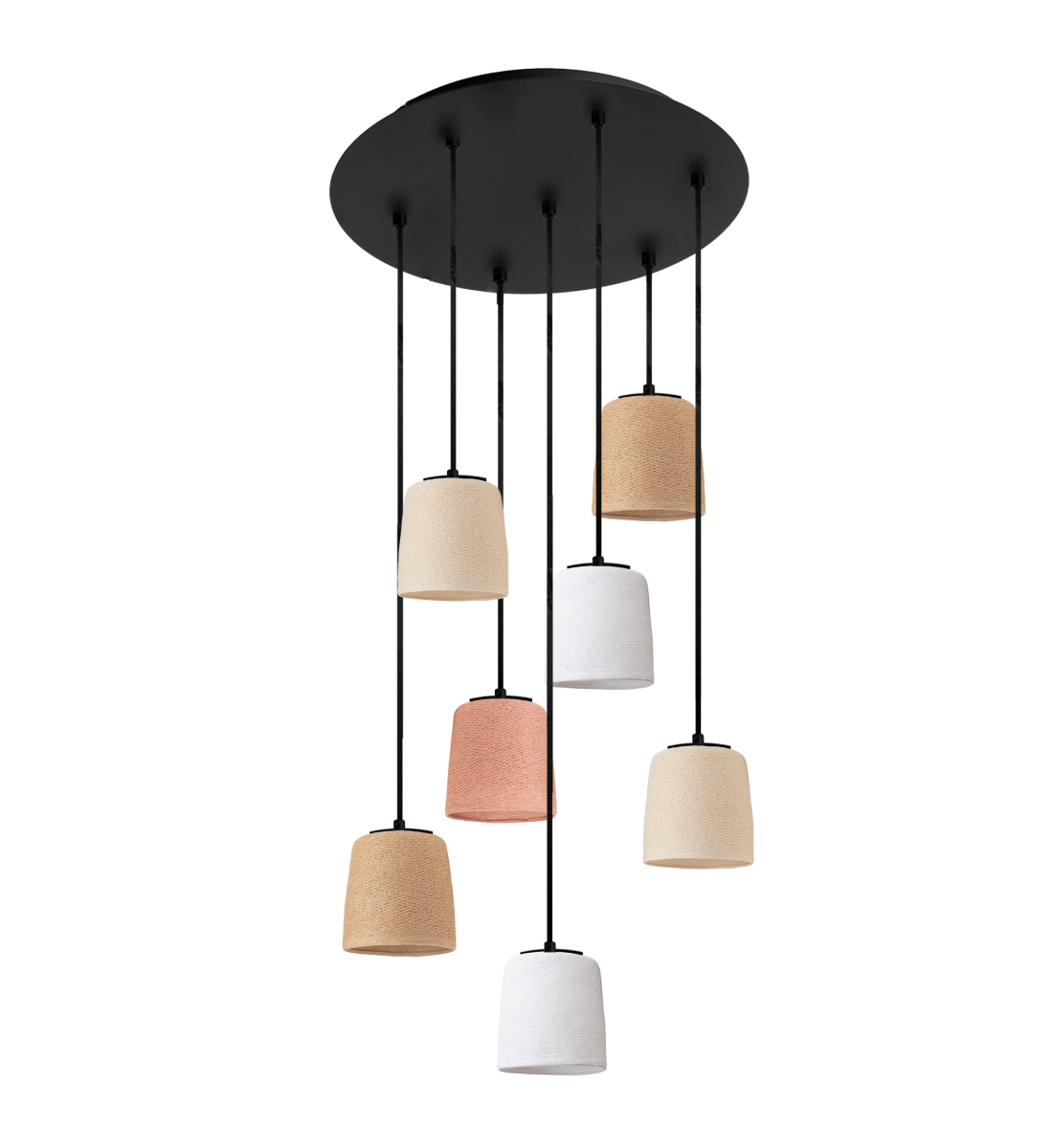 Black Pendant Light with 7 Swing Lampshades - Beige - Plafonniers - La Case de Cousin Paul