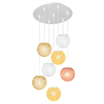 Apapa white ceiling fixture, 7 globes - Beige - Plafonniers - La Case de Cousin Paul