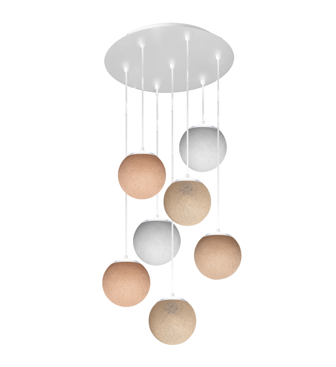 Apapa white ceiling fixture, 7 globes - Beige - Plafonniers - La Case de Cousin Paul