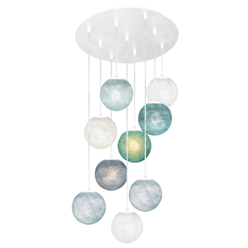 Apapa white ceiling fixture, 9 globes - Blue - Plafonniers - La Case de Cousin Paul