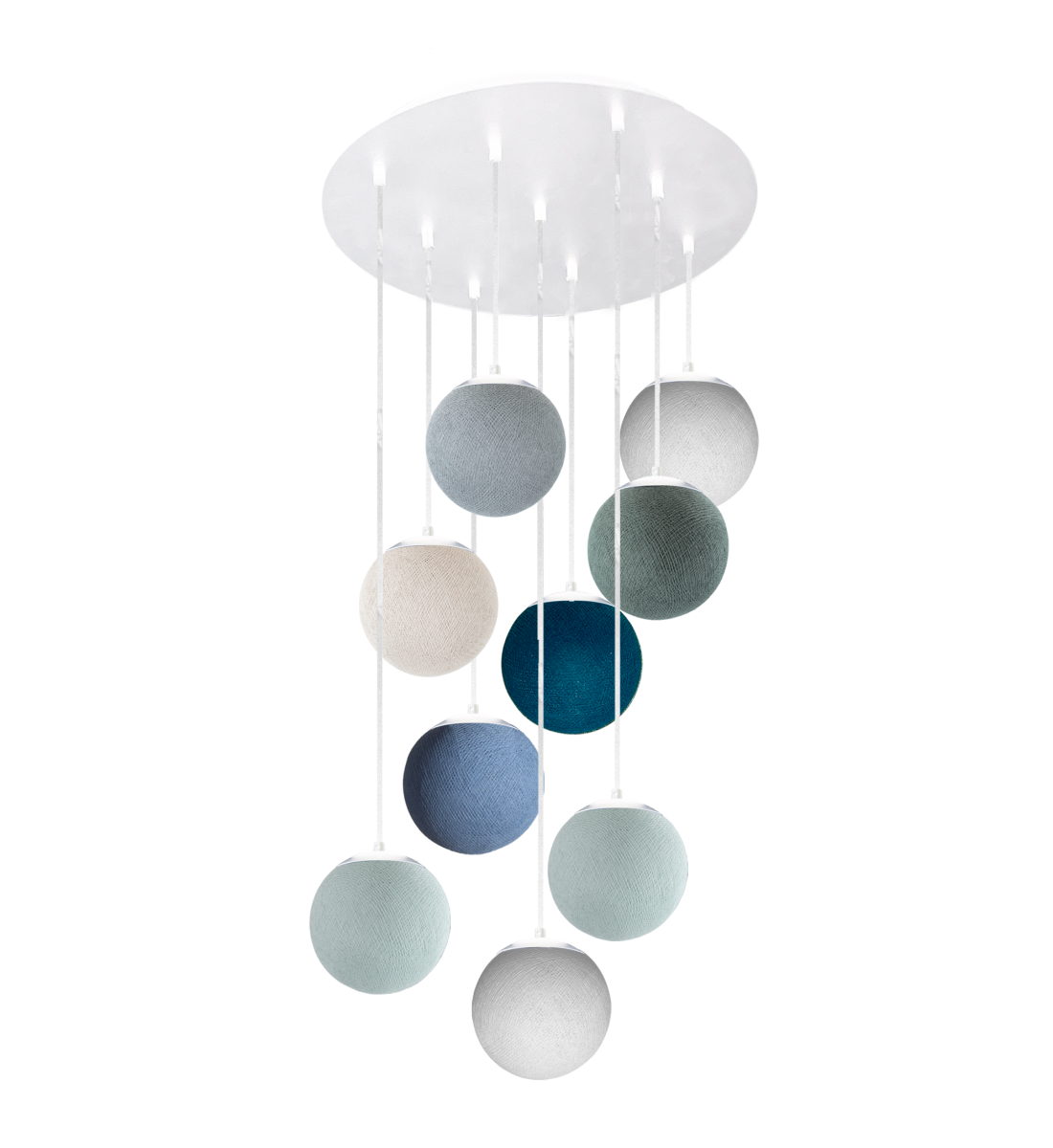 Apapa white ceiling fixture, 9 globes - Blue - Plafonniers - La Case de Cousin Paul