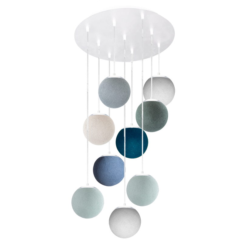 Apapa white ceiling fixture, 9 globes - Blue - Plafonniers - La Case de Cousin Paul